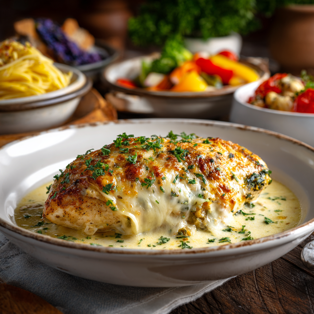 Creamy Baked Asiago Chicken, easy Asiago chicken recipe, cheesy garlic chicken dinner, homemade Asiago chicken, Italian-style chicken recipe, quick dinner ideas, best creamy chicken recipe, oven-baked chicken with cheese.